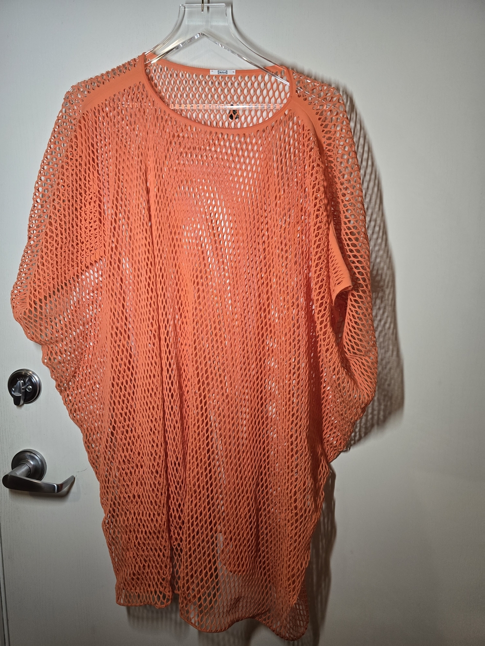 Wolford Orange Open-Knit Swim Coverup Tunic